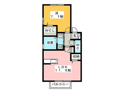 カオンA(1LDK/2階)の間取り写真
