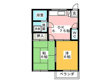 グリーンハイツ三五沢(2DK/2階)の間取り写真