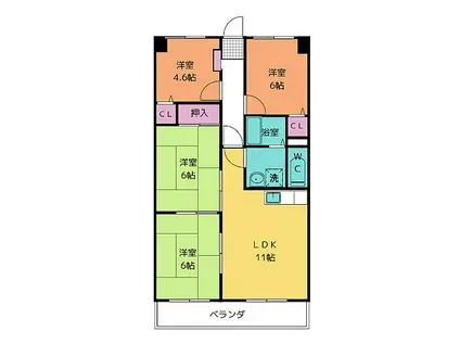 マンション山陽館(4LDK/4階)の間取り写真