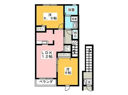 ボンボニエールA棟(2LDK/2階)の間取り写真