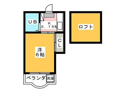コモード西浜田 B棟(1K/1階)の間取り写真