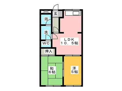 ちゅうりっぷ(2LDK/1階)の間取り写真