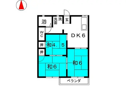 タウニーパインツリー(3DK/2階)の間取り写真