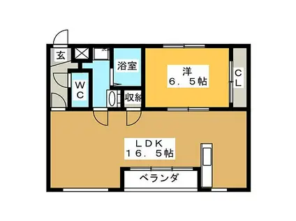 サリアージュ(1LDK/1階)の間取り写真