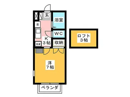 カインドハイツ 御木本(1K/2階)の間取り写真