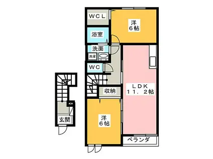 KIZUNA青山 A棟(2LDK/2階)の間取り写真