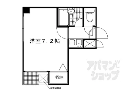京都市営烏丸線 今出川駅 徒歩3分 3階建 築28年(1K/1階)の間取り写真