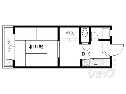 JR山陰本線 円町駅 徒歩13分 4階建 築46年(1DK/4階)の間取り写真