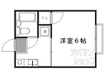 京都市営烏丸線 今出川駅 徒歩5分 2階建 築37年(1K/2階)の間取り写真