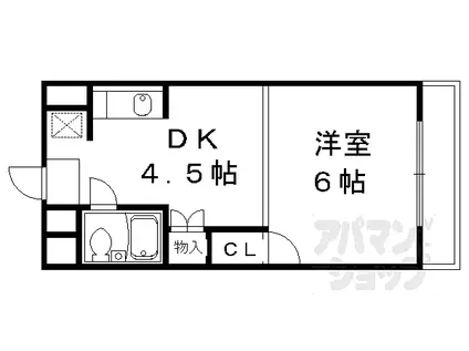 京都市営烏丸線 鞍馬口駅 徒歩15分 3階建 築37年(1DK/1階)の間取り写真