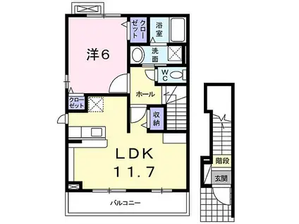 たんぽぽII(1LDK/2階)の間取り写真