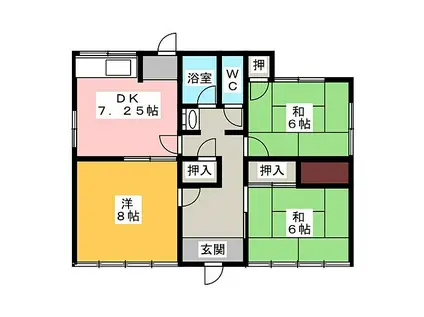 近鉄名古屋線 南が丘駅 徒歩21分 1階建 築51年(3DK)の間取り写真