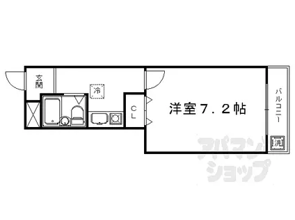 阪急京都本線 西院駅(阪急) 徒歩13分 3階建 築31年(1K/3階)の間取り写真