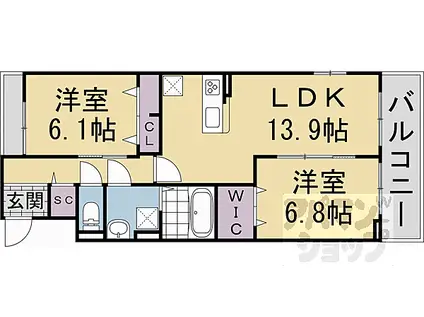 JR東海道・山陽本線 向日町駅 徒歩35分 3階建 新築(2LDK/2階)の間取り写真