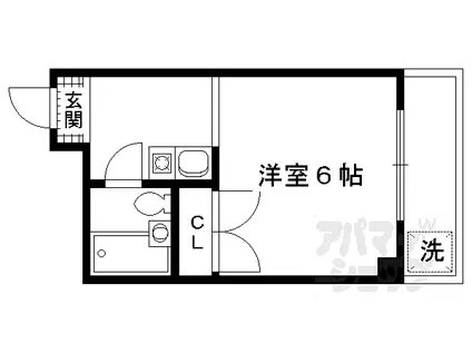 JR奈良線 桃山駅 徒歩10分 5階建 築35年(1K/2階)の間取り写真