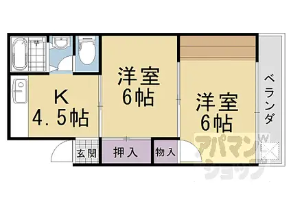 コーポ安田(2K/2階)の間取り写真