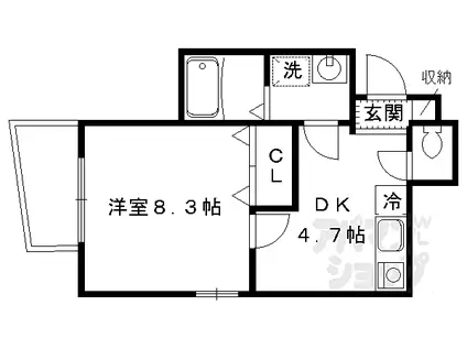 京阪本線 藤森駅 徒歩6分 2階建 築19年(1K/1階)の間取り写真