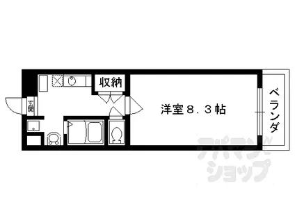京阪本線 中書島駅 徒歩1分 5階建 築22年(1K/4階)の間取り写真