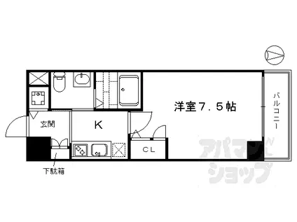 アクアプレイス京都洛南III(1K/4階)の間取り写真