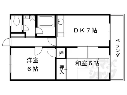 JR奈良線 桃山駅 徒歩3分 4階建 築36年(2DK/4階)の間取り写真