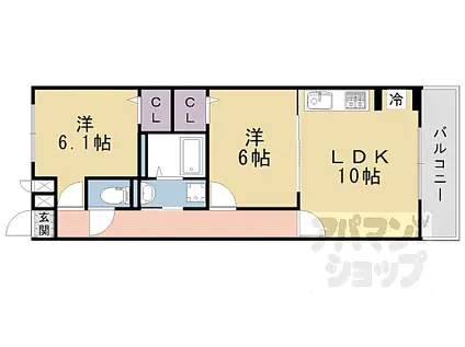 京阪本線 淀駅 徒歩23分 3階建 築4年(2LDK/1階)の間取り写真
