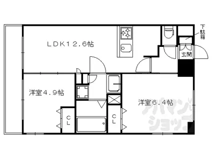 クリスタルグランツ京都西大路(2LDK/3階)の間取り写真