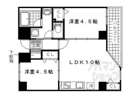 LATTICE HIGASHINO ANNEX(2LDK/4階)の間取り写真