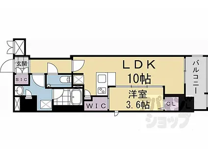 ラ・アトレレジデンス京都(1LDK/8階)の間取り写真
