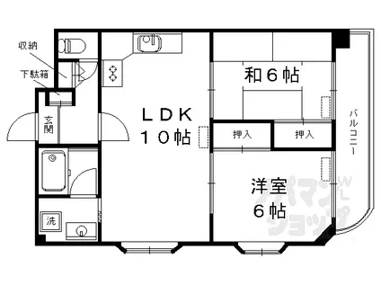 北小路デュークハイツ(2LDK/3階)の間取り写真