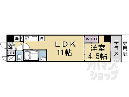 スワンズ京都東寺ガーデン(1LDK/1階)の間取り写真
