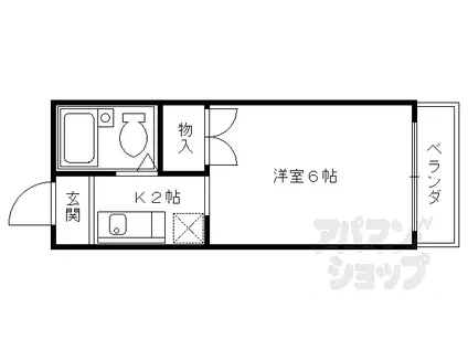 JR山陰本線 二条駅 徒歩9分 3階建 築42年(1K/3階)の間取り写真