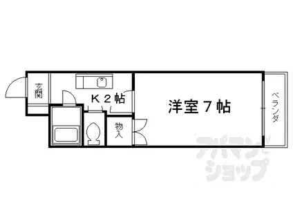 JR山陰本線 二条駅 徒歩10分 4階建 築30年(1K/4階)の間取り写真
