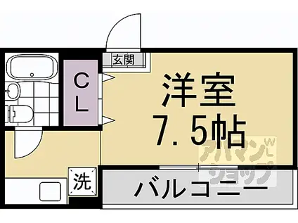 JR山陰本線 嵯峨嵐山駅 徒歩3分 5階建 築38年(1K/1階)の間取り写真