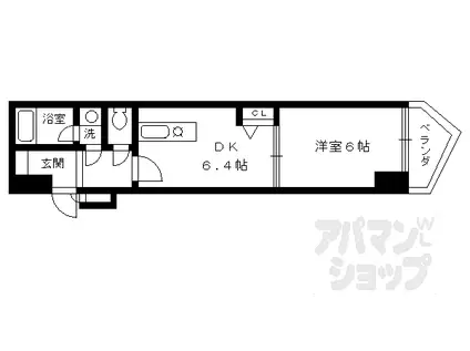 エスリード京都河原町(1DK/7階)の間取り写真