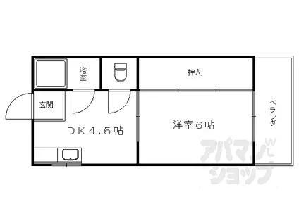 阪急嵐山線 松尾大社駅 徒歩12分 4階建 築44年(1DK/4階)の間取り写真