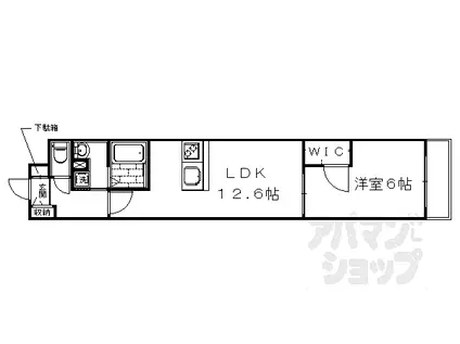 阪急京都本線 西院駅(阪急) 徒歩10分 4階建 築11年(1LDK/1階)の間取り写真