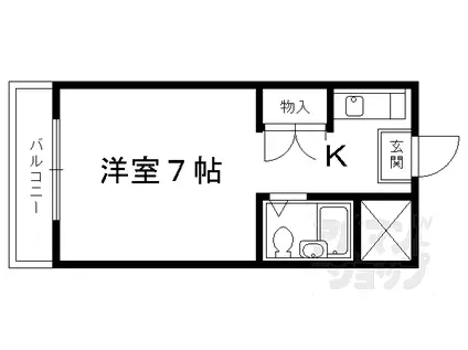 JR東海道・山陽本線 向日町駅 徒歩10分 4階建 築43年(1K/3階)の間取り写真