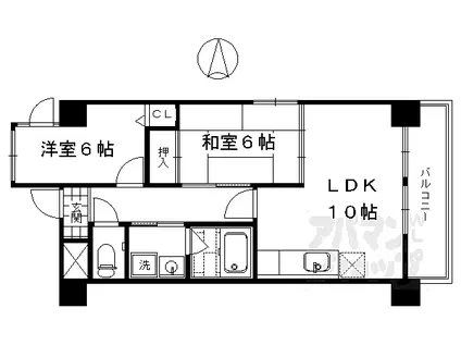 JR東海道・山陽本線 桂川駅(京都) 徒歩7分 6階建 築28年(2LDK/1階)の間取り写真