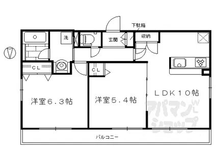 京都市営烏丸線 五条駅(京都市営) 徒歩4分 5階建 築13年(2LDK/4階)の間取り写真