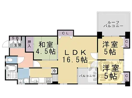 阪急京都本線 桂駅 徒歩2分 6階建 築21年(3LDK/3階)の間取り写真