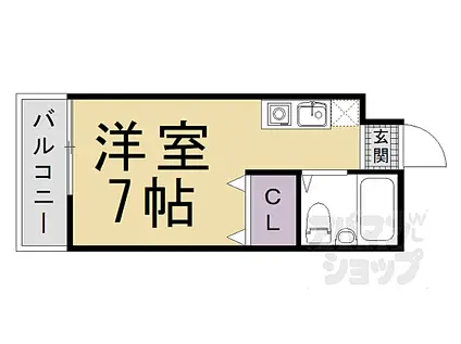 フラッツ太秦(ワンルーム/3階)の間取り写真