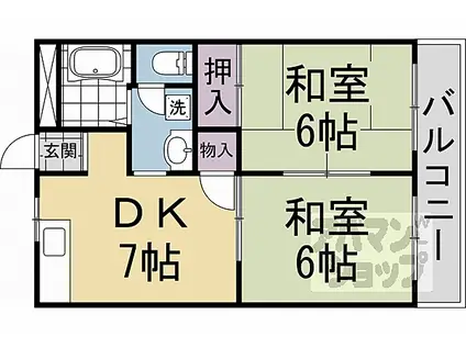 ラーバン嵯峨(2DK/2階)の間取り写真