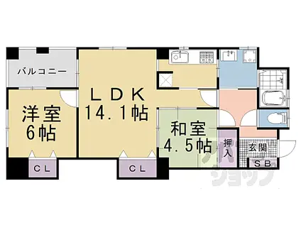 阪急京都本線 桂駅 徒歩2分 6階建 築21年(2LDK/3階)の間取り写真