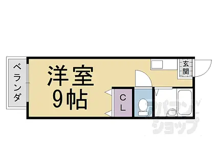 阪急京都本線 桂駅 徒歩10分 2階建 築37年(ワンルーム/2階)の間取り写真