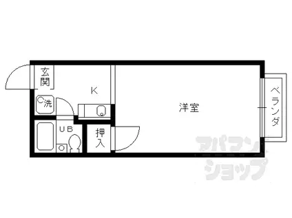 ハイツ山口(1K/2階)の間取り写真