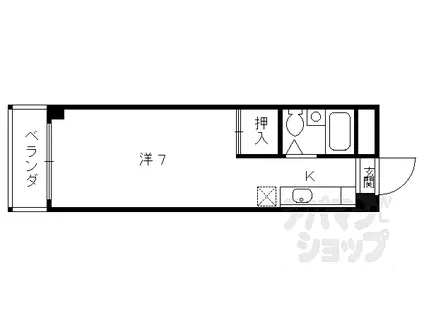 フラッツ太秦(1K/3階)の間取り写真