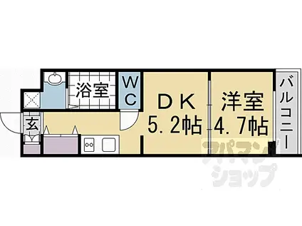 ファステート京都西KIWAMI(1DK/4階)の間取り写真