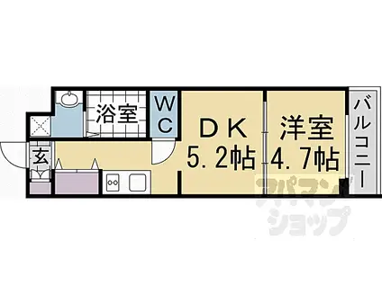 ファステート京都西KIWAMI(1DK/3階)の間取り写真