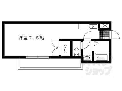 阪急嵐山線 松尾大社駅 徒歩4分 4階建 築34年(1K/2階)の間取り写真