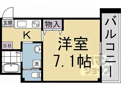 阪急京都本線 桂駅 徒歩13分 4階建 築12年(1K/2階)の間取り写真